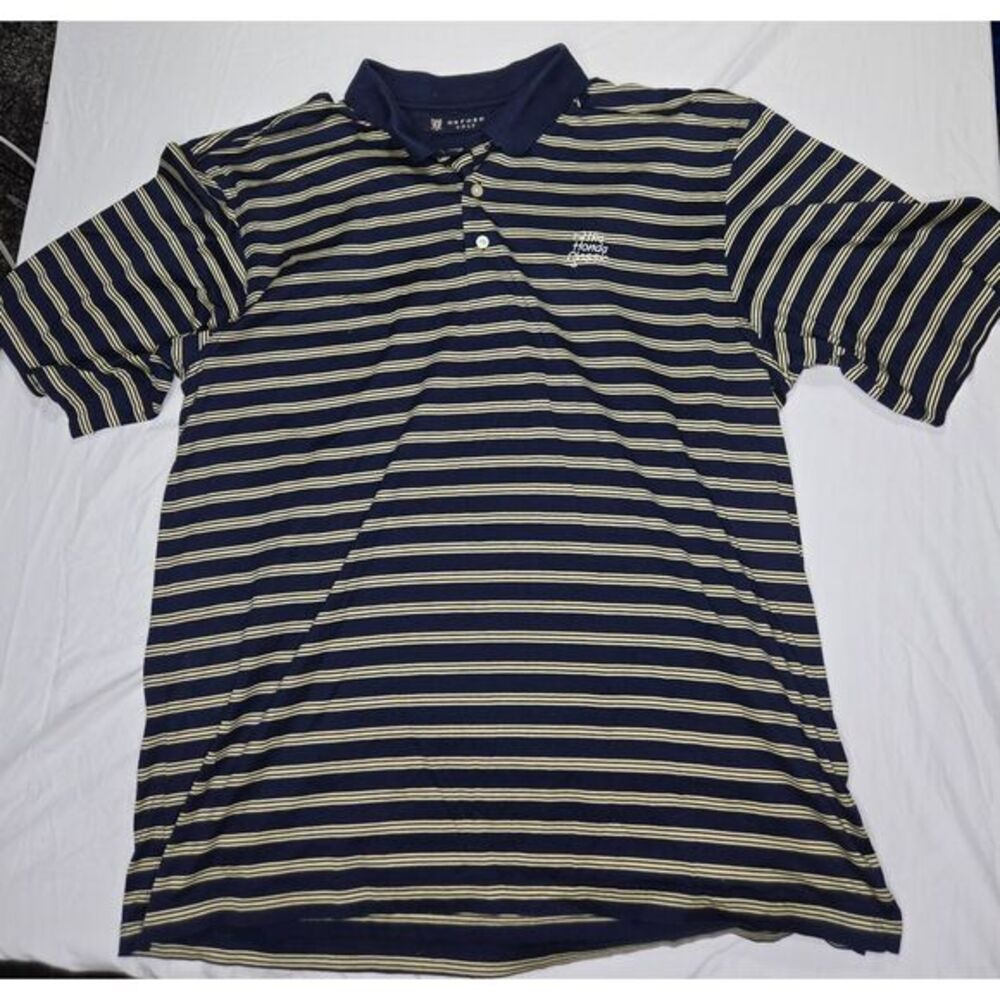 Oxford Golf The Honda Classic Striped Polo Shirt Casual‎ Short Sleeve Men's XL